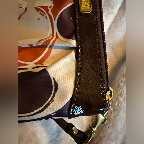 Vintage‎ Coach Ashley Multicolor Satin Patent Leather Trim Wristlet